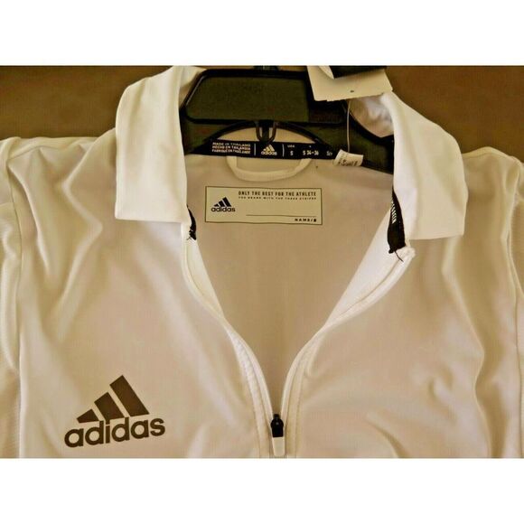 adidas GL7907 Women's Size S White PrimeGreen 1/4 Zip Shortsleeve Coord Polo - Picture 3 of 5